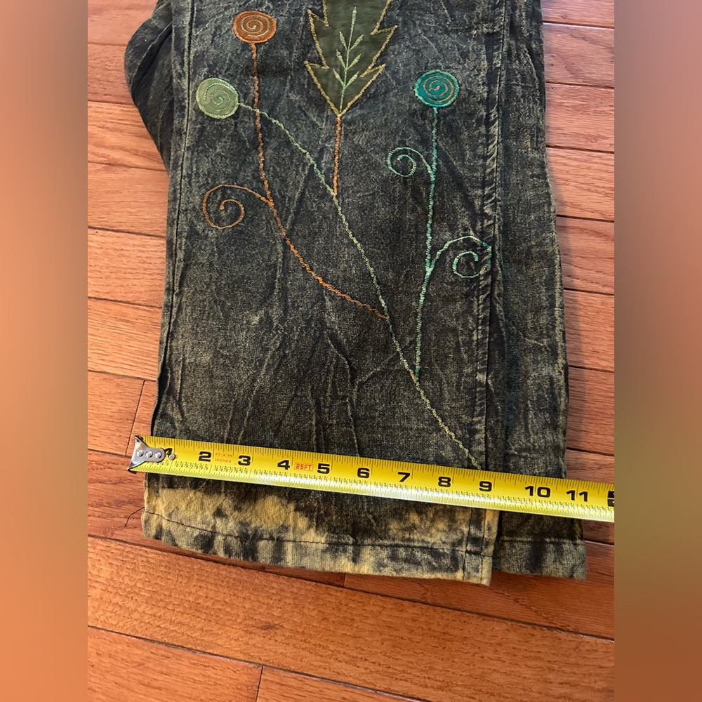 HIMALAYA HANDMADE Tie Dye Floral Embroidered Denim Overall S/M NEW - Picture 12 of 15